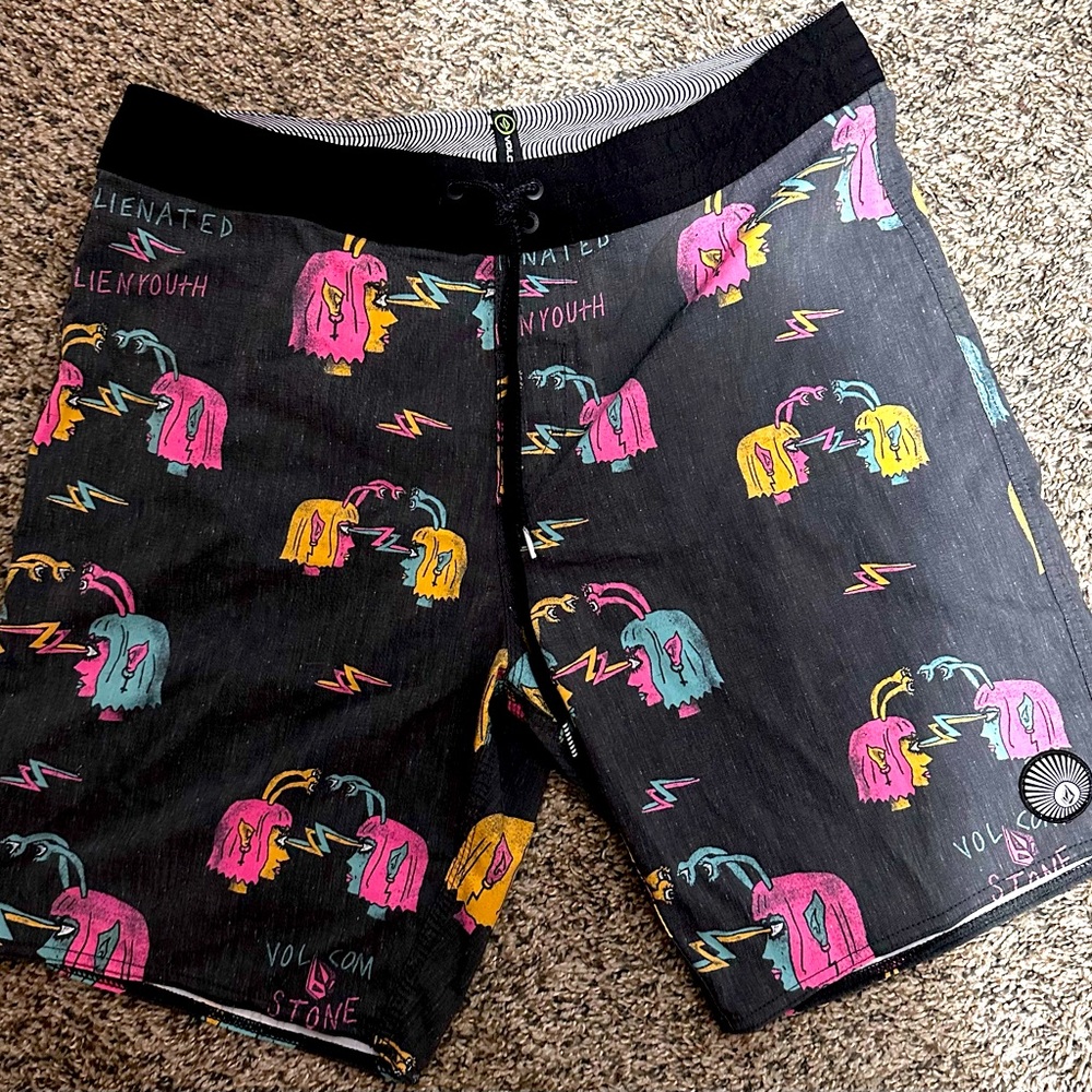 Volcom “Alienated Youth” Men’s Swimming Trunks Size 34 (Heathered Black)